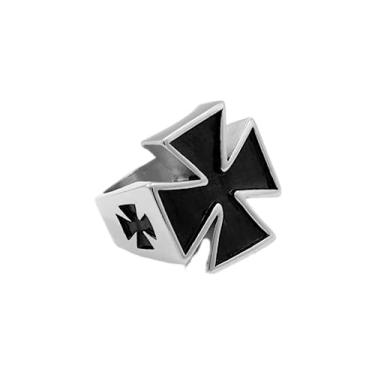 Imagem de Anel Aço Inox Cruz De Malta Templários Vasco (Prateado 29)