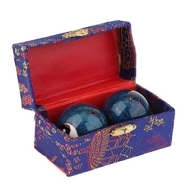 Imagem de Fancyes 2 pçs bolas de massagem para as mãos bolas chinesas com caixa de armazenamento exercitador de fitness durável suave portátil bolas de handebol, Gossip Blue