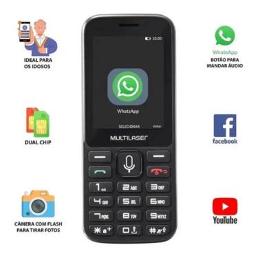 Imagem de Celular Para Idoso Com Botão Zapp Dual sim Rádio Mp3 Bluetooth 512MB Dual Chip 4GB sistema KaiOS Conexão 3G Facebook Whatsapp 2,4 Pol zapp ii