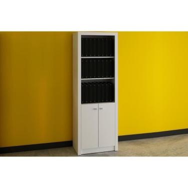 Imagem de Estante Livreiro Casal Me4110 C/ 2 Portas E 3 Prateleiras Branco - Tecno Mobili