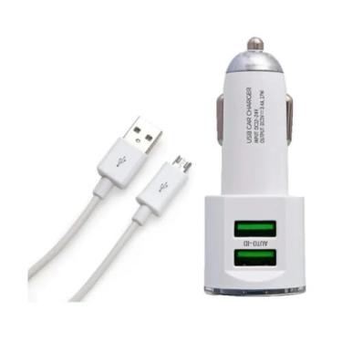 Imagem de Carregador Veicular Turbo com 2 USB 3.4A Com Cabo Micro Usb V8
