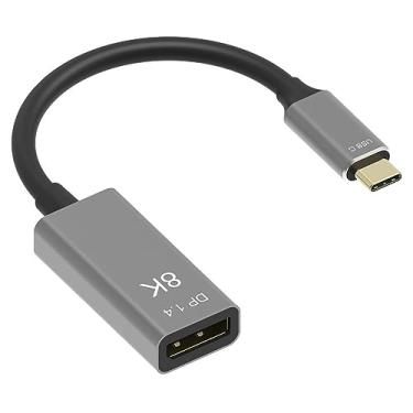 Imagem de ZEZEFUFU 20 CM USB C para DisplayPort 1.4 Cabo Conversor Macho para Fêmea Adaptador 8K @60Hz 4K @144Hz Thunderbolt 3 para DisplayPort Cabo
