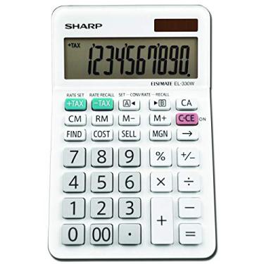 Imagem de Sharp EL-330WB Calculadora de mesa básica de função padrão, visor grande, para casa e escritório, energia dupla, solar e bateria