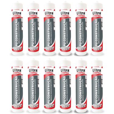 Imagem de Kit 12 Selante Vedante Poliuretano PU Ultraflex Bege Bisnaga 400g ITW