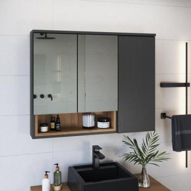 Imagem de Armário Espelheira Para Banheiro Cecília Com 3 Portas E 1 Nicho Mel/Gr