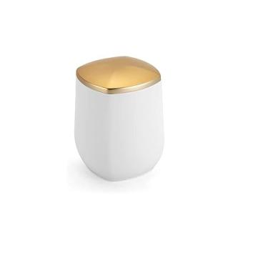 Imagem de Porta Cotonete e Algodão Arthi | Acabamento Dourado | Design Clean e Moderno | Eficiente para Organização | Versátil e Sofisticado | Proteção aos Itens | Otimização de Espaço | Organização de Banheiro