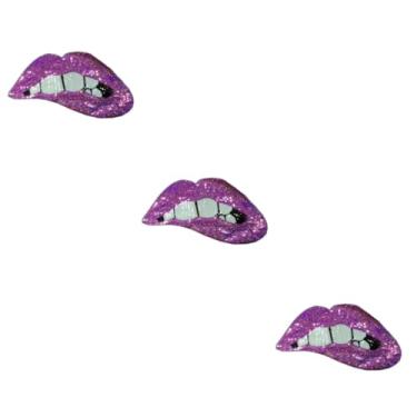 Imagem de Operitacx 3 Pecas patches de artesanato Patch de lábios brilhantes Adesivo de boca com lantejoulas vestido brilhante ferro de passar roupa remendos para roupas remendos de costura fragmento
