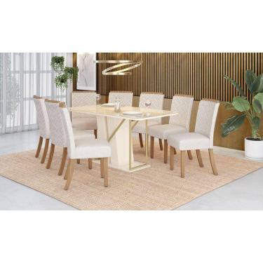 Imagem de Mesa de Jantar Andy 200 C. Vidro 8 Cad. Malu Linho - Henn