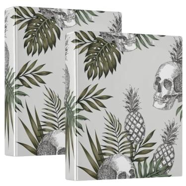 Imagem de Fichários de caderno de caveira de abacaxi tropical de 3,5 cm e 3,5 cm, fichários de caderno com bolsos, pacote com 1/2 fichário de escritório, 200 folhas