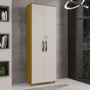 Imagem de Armário Multiuso 2 Portas Com Chave Caique - CHF - Cinamomo/Off