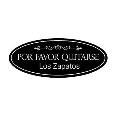 Imagem de Signs ByLITA Placa Oval Por Favor Quitarse Los Zapatos Thank You (Preto) - Médio