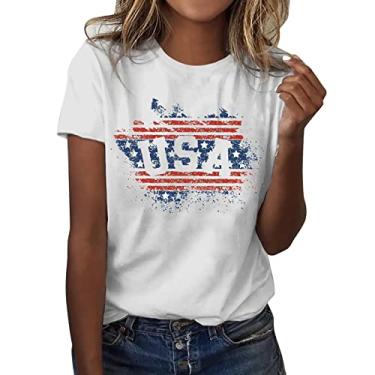 Imagem de Camiseta feminina moderna estampa beisebol manga curta verão casual túnica feminina verão, Branco-B, XXG