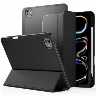 Imagem de VAKS Capa para iPad Pro de 11 polegadas M4 2024 5ª geração com suporte para lápis, capa inteligente com suporte triplo para despertar/hibernar automaticamente, suporta Apple Pencil 2/Pro, traseira de