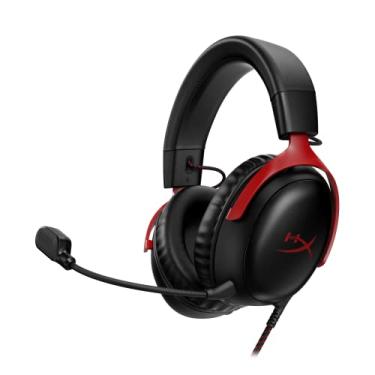 Imagem de Headset Gamer HyperX Cloud III – Compatível com PC, PS5, Xbox Series X|S, Drivers Angulados de 53mm, Áudio DTS, Microfone de 10 mm, USB-C, USB-A, Fio de 3,5 mm, Vermelho e Preto (727A9AA)