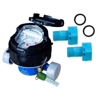 Imagem de Hidrômetro Unijato 3/4" Qmáx 3m³/h 115mm + Conjunto de Conexão | Renova Medição