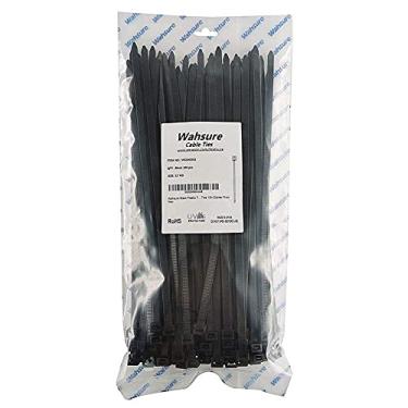 Imagem de Tiras de plástico pretas Wahsure de 30,5 cm para amarrar com zíper realmente resistente, 54,4 kg, 100 peças de abraçadeiras resistentes a UV, zíperes de 30,5 cm de espessura