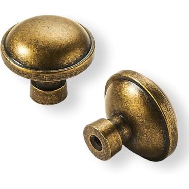 Imagem de Khtumeware 2 maçanetas grandes de latão antigo vintage 1-3/4 polegadas (44 mm) puxadores de zinco resistentes puxadores de gaveta de cozinha puxadores de gaveta de cômoda de cozinha