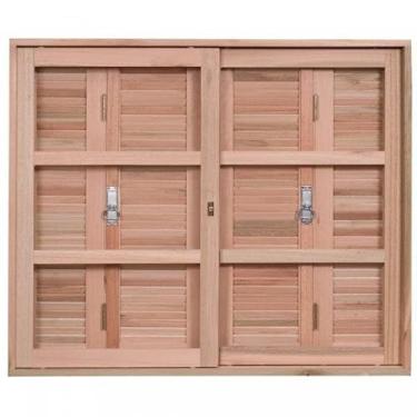 Imagem de Janela com Caixilhos de Correr Venezianas Pantográficas 120x140cm Rondosul Natural