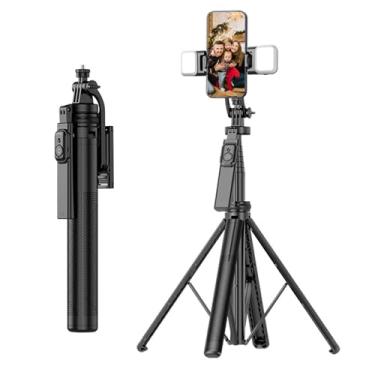 Imagem de Tripé Selfie Stick Com Luz, tripé de Telefone Portátil Extensível de 71 Com Controle Remoto Sem Fio, tripé de Câmera Leve Com Rotação de 360, para Telefone IOS Android