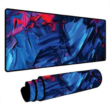 Imagem de Novo Mouse Pad Gamer Deskpad Speed Extra Grande Borda Costurada Profissional Varios Tamanhos - Tinta Azul Vermelho (60X30)