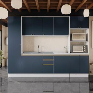 Imagem de Cozinha Modulada Celeste Kappesberg 100% Mdf Branco/azul 300cm