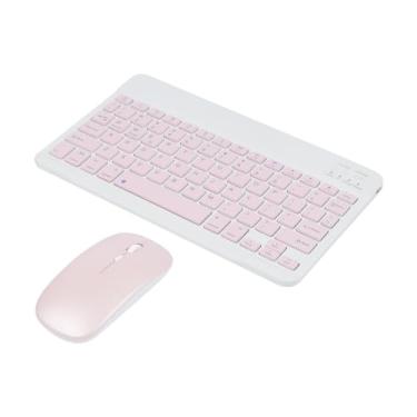 Imagem de Conjunto de teclado e mouse Bluetooth ultrafino, portátil, recarregável, compacto, sem fio, conjunto para pad/iPad Pro/iPad Mini/iPad Air Mac OS, Android, Windows, iOS e superior (rosa)