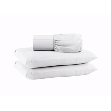 Imagem de Jogo de Lençol CASAL 3 Peças 100% Algodão 200 Fios Lençol Com Elastico Lençol e Fronha (BRANCO, CASAL 3 PEÇAS)