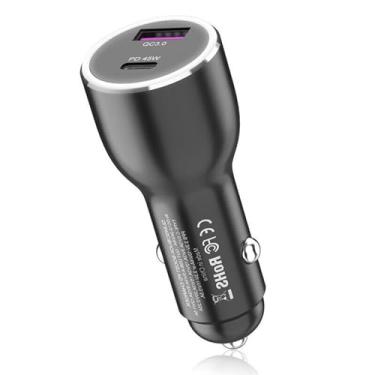 Imagem de CHICHIYANG Carregador rápido de carro tipo C/UBS de 45 W com porta dupla, carregador rápido, isqueiro de carro para iPhone para Samsung e tablet