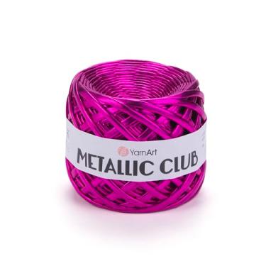 Imagem de YarnArt Metallic Club Yarn Fio de camiseta super volumoso - 100% poliéster, 180 g, 60 anos / 55 metros - cores brilhantes, perfeito para bolsas, tapetes, bolsas de crochê e mais (8111)