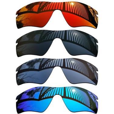 Imagem de MYCOURAG 4 peças de lentes de substituição para óculos de sol Oakley RadarLock Path - preto sólido + titânio + azul gelo + vermelho fogo