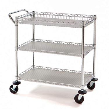 Imagem de Carrinho Chá Café Aço Multiuso C/3 Prateleiras Rodas