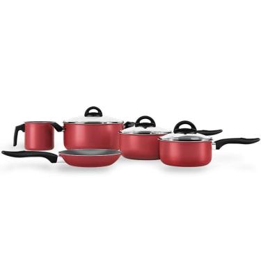 Imagem de Jogo de Panelas 5 Peças Cereja em Alumínio com Revestimento Antiaderente Chilli Brinox