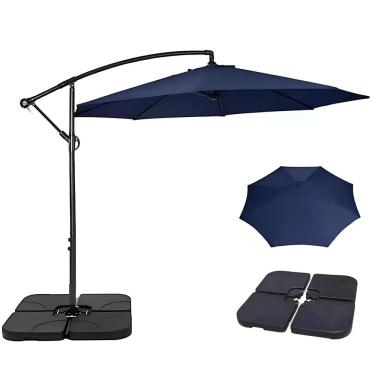 Imagem de Kit Ombrelone Lateral Suspenso 3m Kauai Com Manivela + Base 60L Quadrada - AMZ