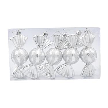 Imagem de menolana 5x Enfeites de Bola de Natal Doces Decorações de Árvore de Natal Bolas de Natal Decorativas Baubles para Porta Festa Quintal Guirlanda Guirlanda, Prata