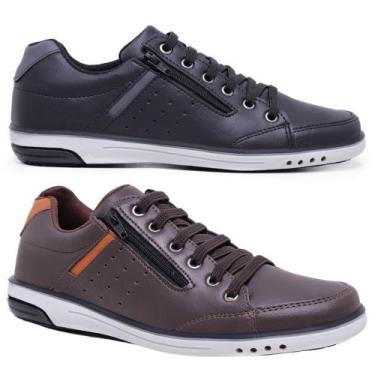 Imagem de Kit 2 Pares Sapatênis Masculino Casual Fechamento Elastico e Ziper - S