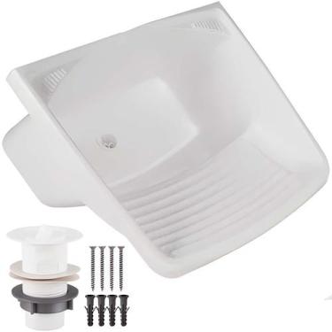 Imagem de Tanque Plástico Lavar Roupas C/ Sifão e Valvula Lavanderia 24L Veronna