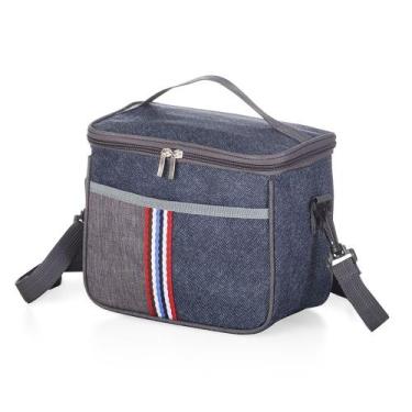 Imagem de Bolsa Térmica Para Marmita Unissex 7,3 Litros Estilo Jeans Com Listras