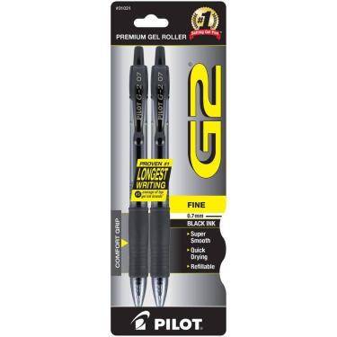 Imagem de Canetas de rolo de gel Pilot G2 Premium Fine Point 0,7 mm pretas x2