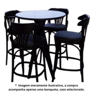 Imagem de Banqueta Bianca Selva estofada facto vegan preto Gourmet Bancada Cozin