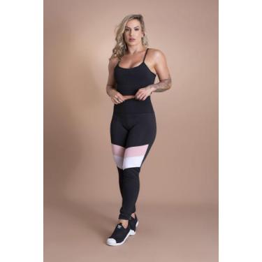 Imagem de Conjunto Fitness Feminino Calça Com Detalhe Cintura Alta E Top Alcinha