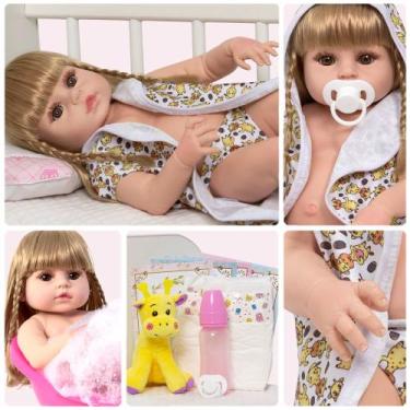 Imagem de Bebe Reborn Realista Loira Girafinha Roupão Envio Imediato - Cegonha R