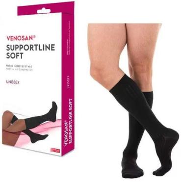 Imagem de Meia 3/4 Compressao Leve Supportline SOFT AD 18-22-MMHG Venosan, Preto