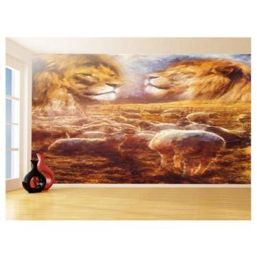 Imagem de Papel De Parede Animais Leão Rebanho Judá Rei 3,5M Anm477 - Você Decor