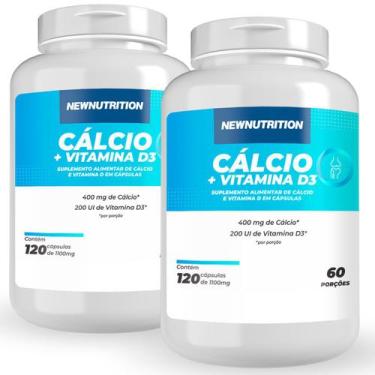 Imagem de Combo 2 Cálcio 400mg Com Vitamina D3 200Ui 120 Cápsulas NEWNUTRITION, 