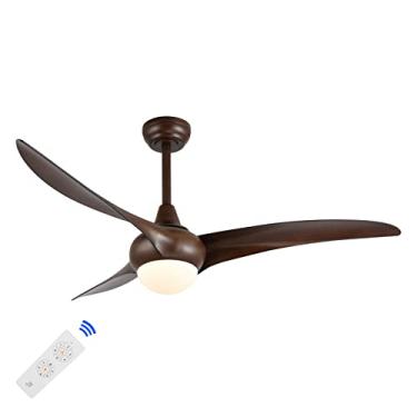 Imagem de JONATHAN Y JYL9718D Aviador 132.1 cm 1-Light Mobile-App/Controle Remoto, 6-Speed Retro Swirl Ventilador de Teto Integrado LED, Moderno, Industrial, Litoral para Quarto, Sala de Estar, Madeira Marrom