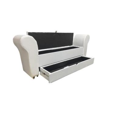 Imagem de Recamier puff baú sapateira com braços e gaveta 1,38 cm para cama box 