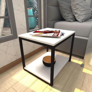 Imagem de Mesa de cabeceira industrial branca off white canto quarto cabeceira m