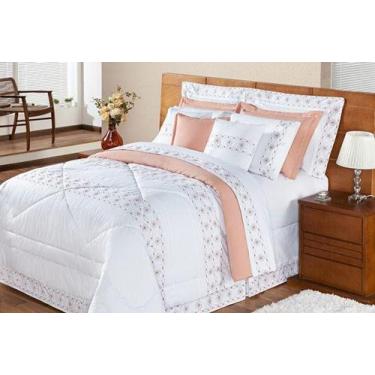 Imagem de Kit Edredom Damasco Casal Queen Percal 200 Fios 100% Algodão 11 Peças 