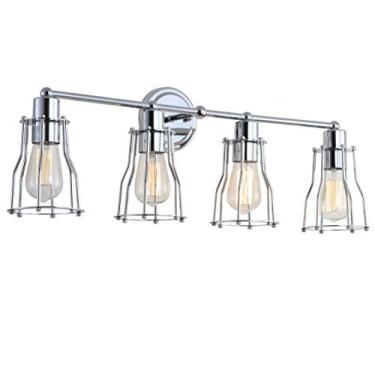 Imagem de JONATHAN Y JYL7418A Evelyn 25 cm 4 lâmpadas metálicas industriais, contemporâneas, transitórias 2200K Edison 25W lâmpadas, reversíveis, para quarto, sala de estar, banheiro, corredor cromado