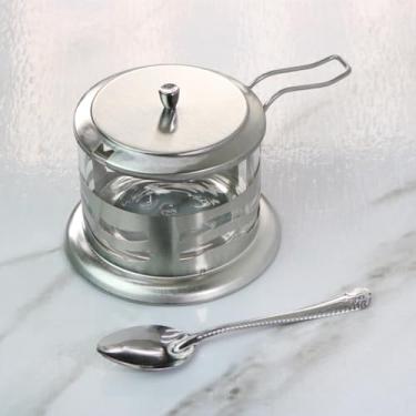 Imagem de Açucareiro Em Vidro e Aco Inox 200ml com Tampa e Colher de Servir